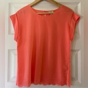J. Crew melon orange scallop eyelet top size 4